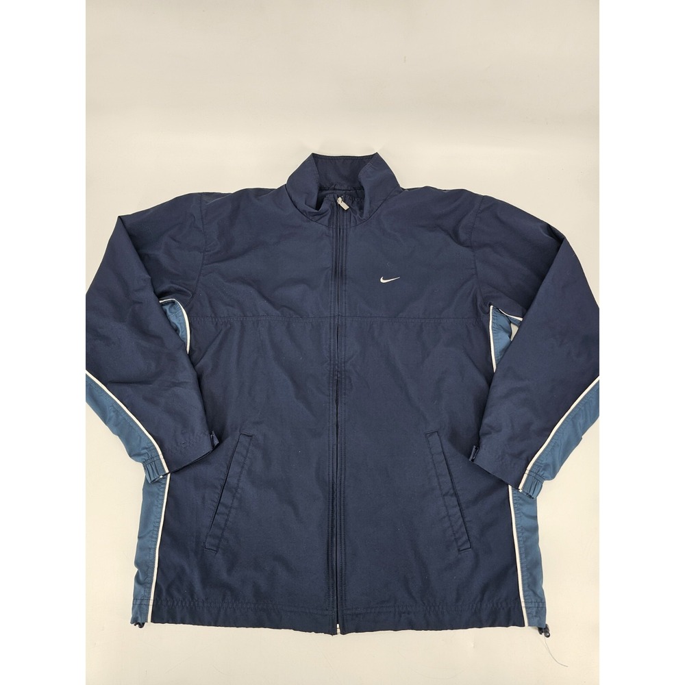 Mens VTG Nike 72‎ Retro 90s Windbreaker Jacket Large Navy Blue Full Zip